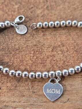 Tiffany & Co.Silver 925 Beaded Heart Charm Bracelet